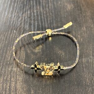 Gold and Black Floral Slider Bracelet - Designer Style